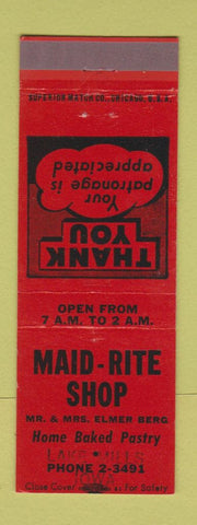 Matchbook Cover - Maid Rite Shop Lake Mills IA