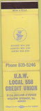 Matchbook Cover - United Auto Workers Union Willow Springs IL yellow