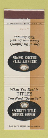 Matchbook Cover - Security Tite and Insurance Los Angeles CA