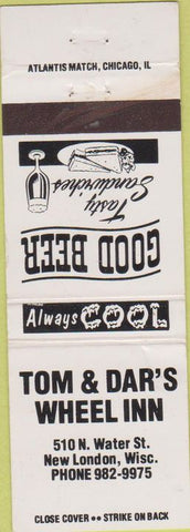 Matchbook Cover - Tom Dar's Wheel Inn New London WI WEAR