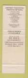 Matchbook Cover - Quick Print Centers Fraser MI