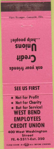 Matchbook Cover - West Bend Employees Credit Union