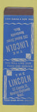 Matchbook Cover - The Lincoln Newton Highlands MA SAMPLE WEAR