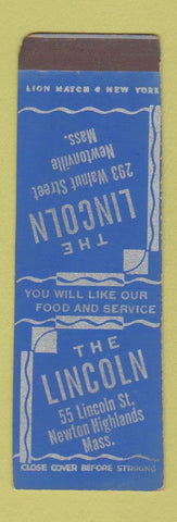 Matchbook Cover - The Lincoln Newton Highlands MA SAMPLE WEAR