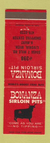 Matchbook Cover - Bonanza Sirloin Pit Livonia MI