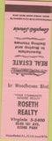 Matchbook Cover - Roseth Realty Ozone Park NY SAMPLE