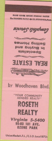 Matchbook Cover - Roseth Realty Ozone Park NY SAMPLE
