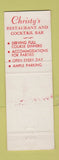 Matchbook Cover - Christy's Restaurant Wilmington DE