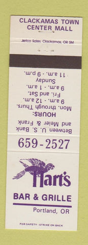 Matchbook Cover - Hart's Bar Grille Portland OR