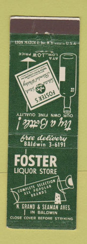 Matchbook Cover - Foster Liuqor Store Baldwin NY