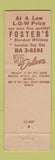 Matchbook Cover - Foster Liuqor Store Baldwin NY