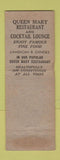 Matchbook Cover - Queen Mary Restaurant Madison Hotel Philadelphia PA WEAR