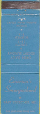 Matchbook Cover - Emerson's Smorgasbord East Edgecomb ME