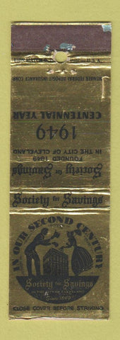 Matchbook Cover - Society for Savings 1949 Cleveland OH WEAR