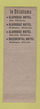 Matchbook Cover - Alsonett Hotels FL TX LA MO IN