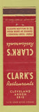 Matchbook Cover - Clark's Restaurants Cleveland Akron OH Erie