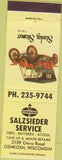 Matchbook Cover - Salzsieder Standard oil gas Oshkosh WI
