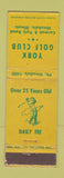 Matchbook Cover - York Golf Club Hinsdale IL WEAR