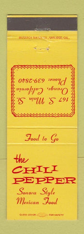 Matchbook Cover - Chili Pepper Mexican Food Orange CA