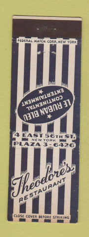Matchbook Cover - Theodore's Restaurant New York City