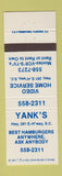 Matchbook Cover - Yank's Hamburgers VHS Movies SC WEAR