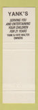 Matchbook Cover - Yank's Hamburgers VHS Movies SC WEAR