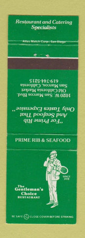 Matchbook Cover - Gentleman's Choice Restaurant San Marcos CA