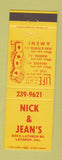 Matchbook Cover - Nick and Jen's Lathrop CA