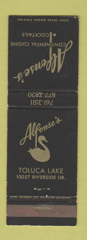 Matchbook Cover - Alfonse's Restaurant Toluca Lake CA