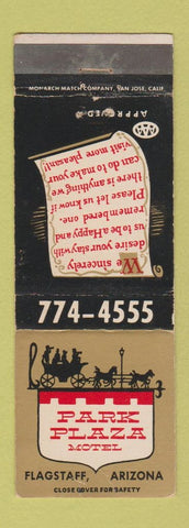 Matchbook Cover - Park Plaza Motel Flagstaff AZ WEAR
