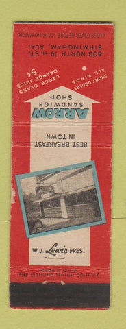 Matchbook Cover - Arrow Sandwich Shop Birmingham AL WEAR