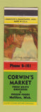 Matchbook Cover - Corwin's Market Groceyr Mulliken MI