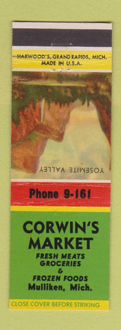 Matchbook Cover - Corwin's Market Groceyr Mulliken MI
