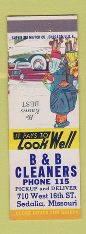 Matchbook Cover - B&B Cleaners Sedalia MO