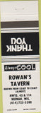 Matchbook Cover - Rowan's Tavern Neenah WI