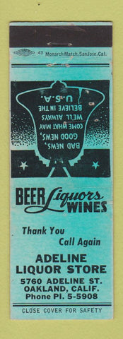 Matchbook Cover - Adelin eLiquor Store Oakland CA