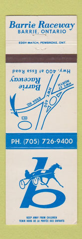 Matchbook Cover - Barrie Raceway Harness Horse Racing Barrie ON