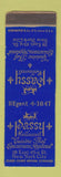 Matchbook Cover - Passy Restaurant New York City SAMPLE WEAR