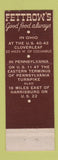 Matchbook Cover - Fettrow's Restaurant Steaks Cloverleaf OH Harrisburg PA