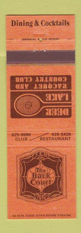 Matchbook Cover - The Back Court Deer Lake Racquet Country Club