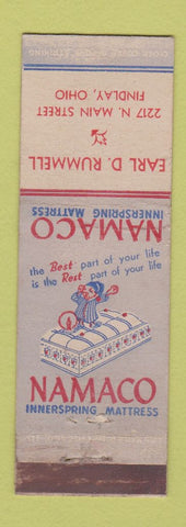 Matchbook Cover - Namaco Mattress Earl Rummel Findlay OH WEAR