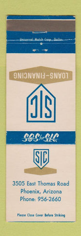 Matchbook Cover - SIC Loans Finance Phoenix AZ
