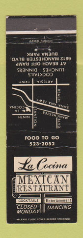 Matchbook Cover - La Cocina Mexican Restaurant Buena Park CA