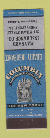 Matchbook Cover - Columia Insurance Maynard Shreveport LA