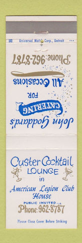 Matchbook Cover - John Goddard's Catering Custer Cocktail Lounge