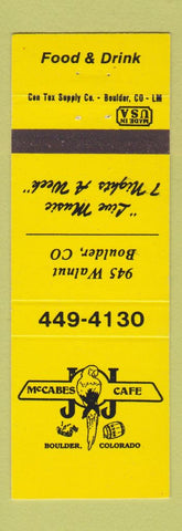 Matchbook Cover - McCabes Cafe Boulder Colorado