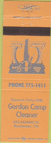 Matchbook Cover - Gordon Camp Cleaners Rochester PA