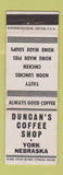 Matchbook Cover - Duncan's Coffee Shop York NE