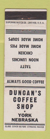 Matchbook Cover - Duncan's Coffee Shop York NE