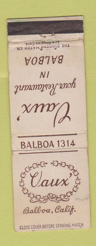 Matchbook Cover - Faux Restaurant Balboa CA WORN
